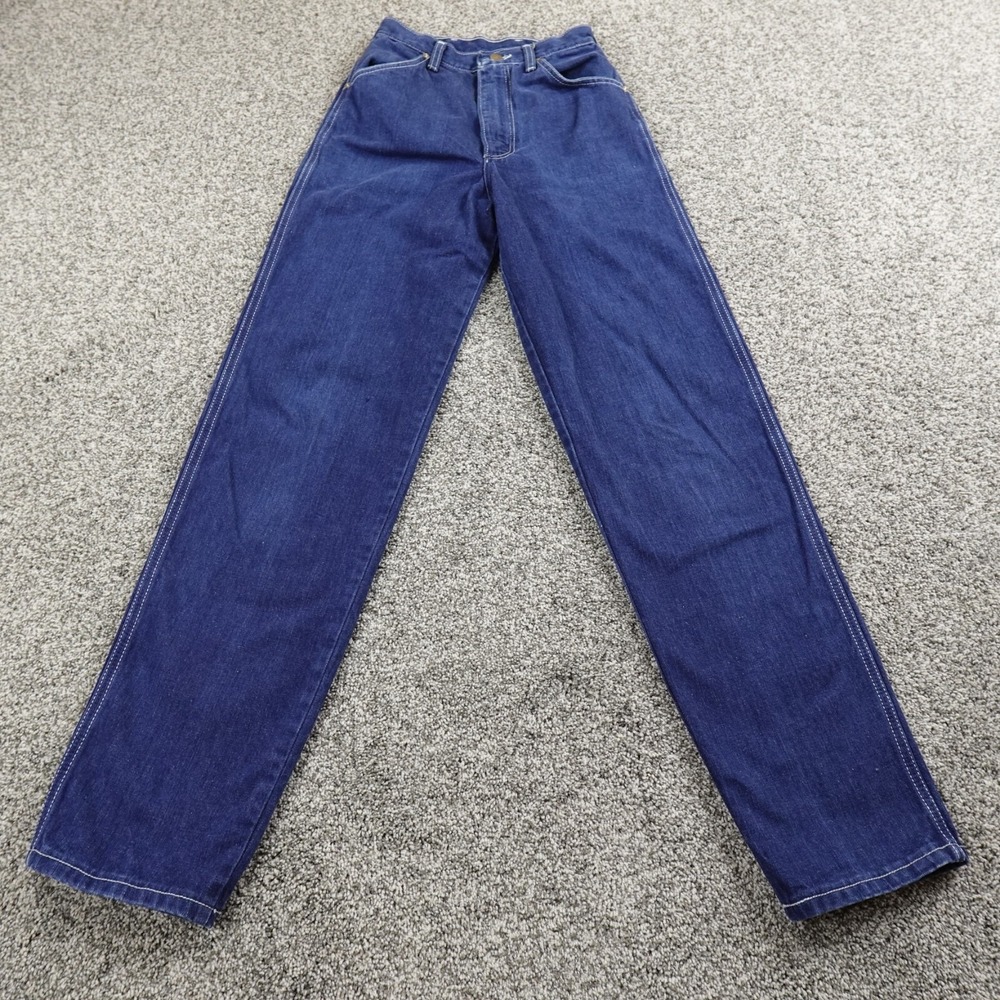 VTG Wrangler Jeans Womens 9 Dark Blue Denim Pants High Rise Western Cowboy USA